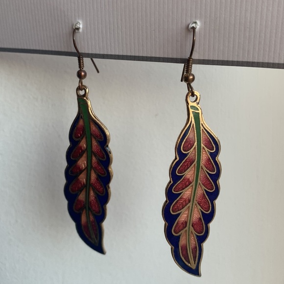 Enamel feather earrings - Picture 8 of 10